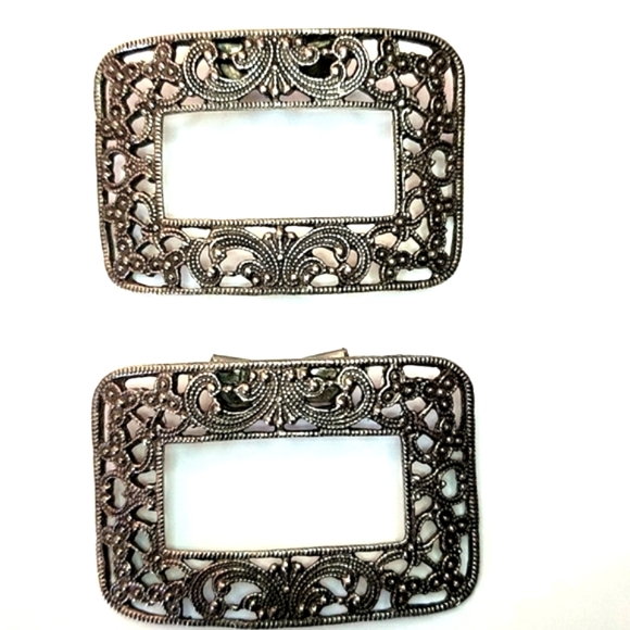 Musi Accessories Vintage Musi Shoe Clips Buckles Silver Filigree
